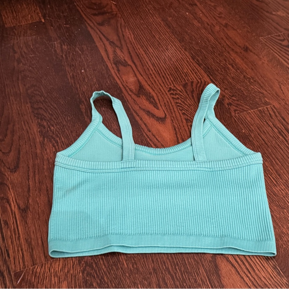 Teal Ribbed Crop Top, small - Picture 2 of 2